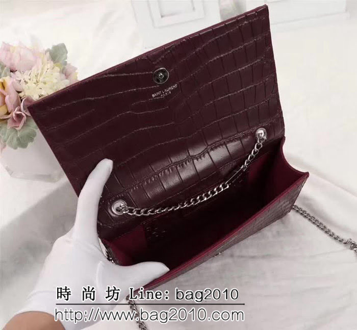 YSL聖羅蘭 經典銀扣 鱷魚紋牛皮 時尚流蘇包 311225 YAS1120